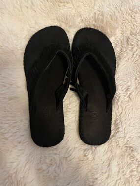 Ralph Lauren Black Suede Thong Sandals